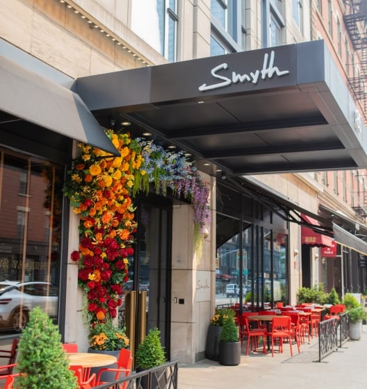 Smyth Tribeca hotel entrance covered in flowers